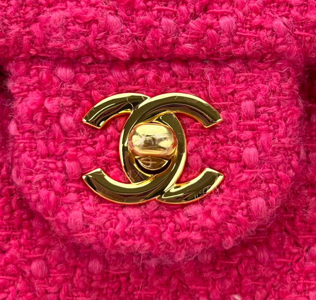 Chanel A01112 Classic Handbag Wool Tweed Gold-Tone Metal Plum