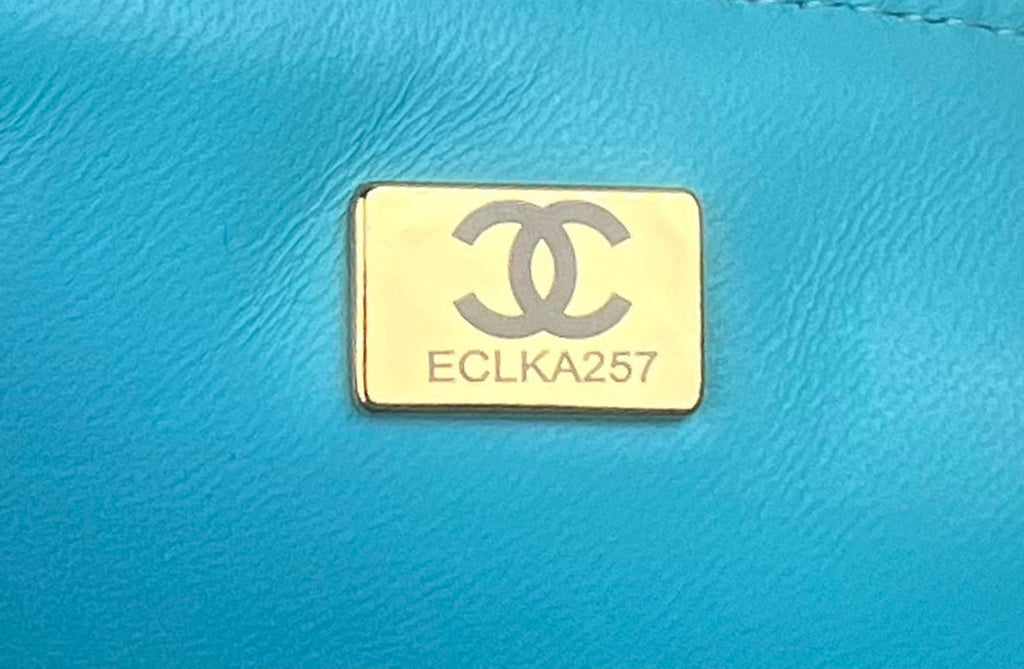 Chanel A01112 Classic Handbag Light Green Wool Tweed Gold-Tone Metal