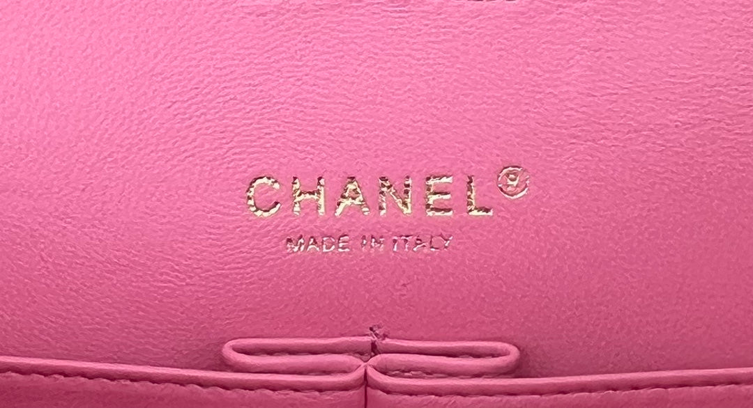 Chanel A01112 Classic Handbag Pink Wool Tweed Gold-Tone Metal