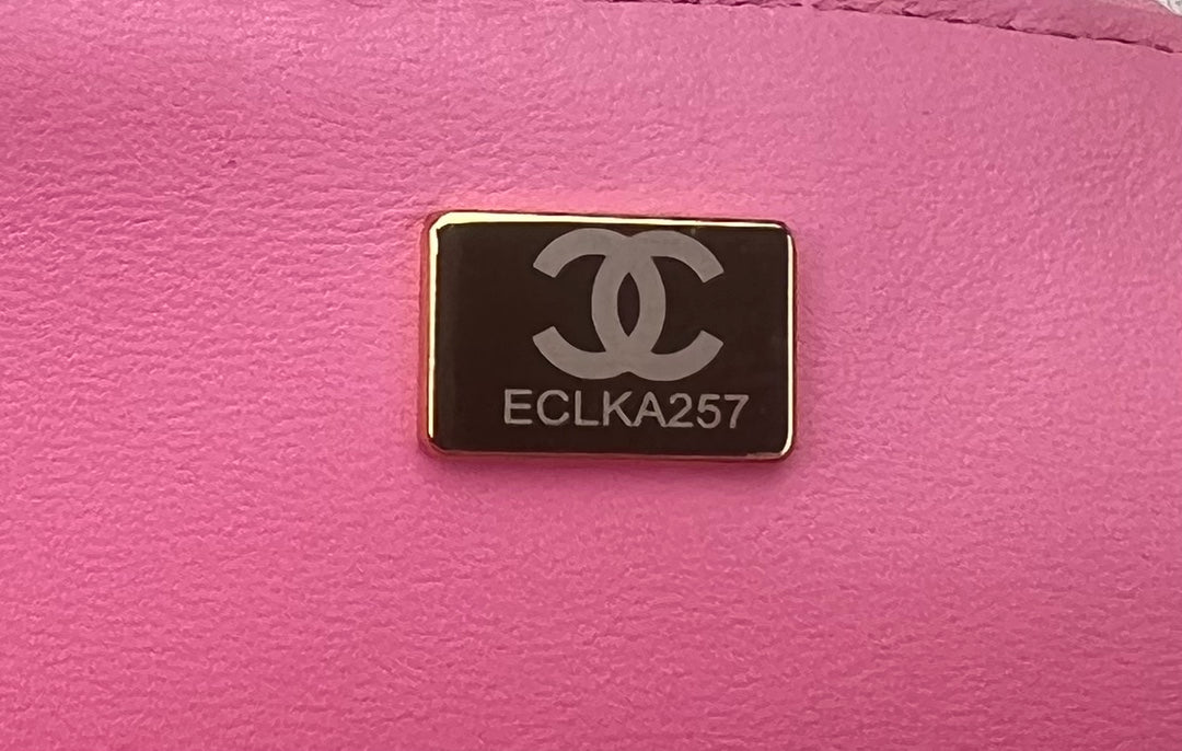 Chanel A01112 Classic Handbag Pink Wool Tweed Gold-Tone Metal