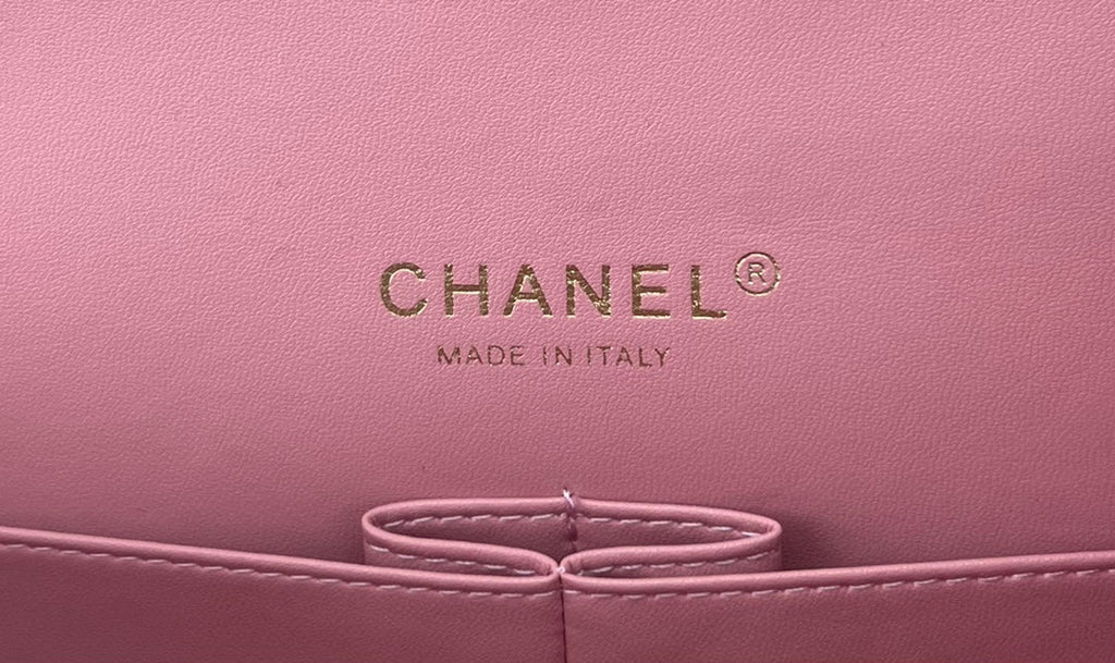 Chanel A01112 Classic Handbag Light Pink Wool Tweed Gold-Tone Metal