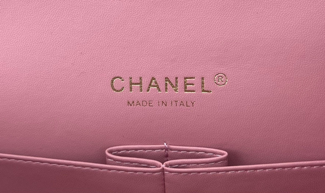 Chanel A01112 Classic Handbag Light Pink Wool Tweed Gold-Tone Metal