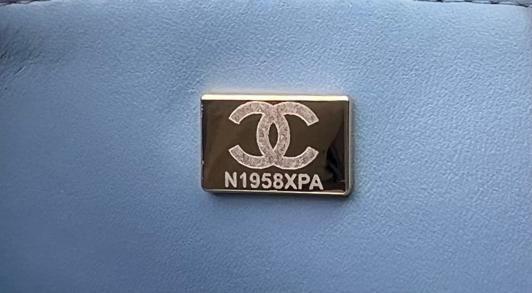 Chanel A01112 Classic Handbag Wool Tweed Gold-Tone Metal Blue