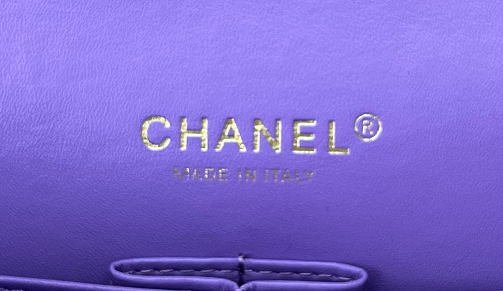 Chanel A01112 Classic Handbag Wool Tweed Gold-Tone Metal Purple