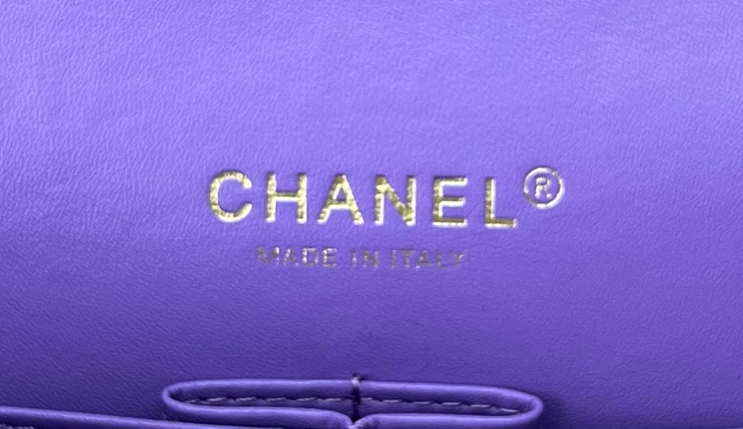 Chanel A01112 Classic Handbag Wool Tweed Gold-Tone Metal Purple