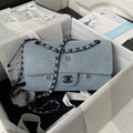 Chanel A01112 Classic Handbag Tweed Blue