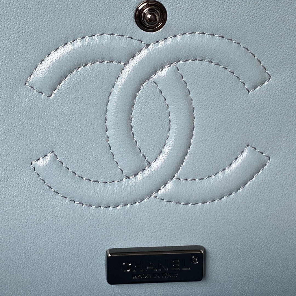 Chanel A01112 Classic Handbag Tweed Blue