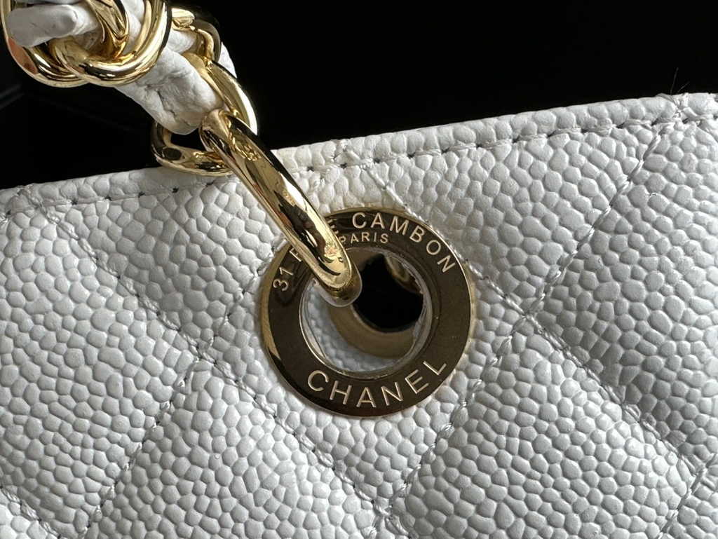 Chanel A50994 Matelasse PST Chain Tote Bag Calfskin White