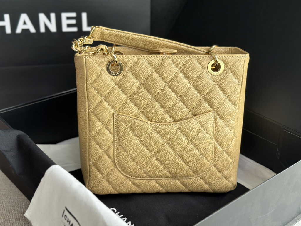 Chanel A50994 Matelasse PST Chain Tote Bag Calfskin Apricot