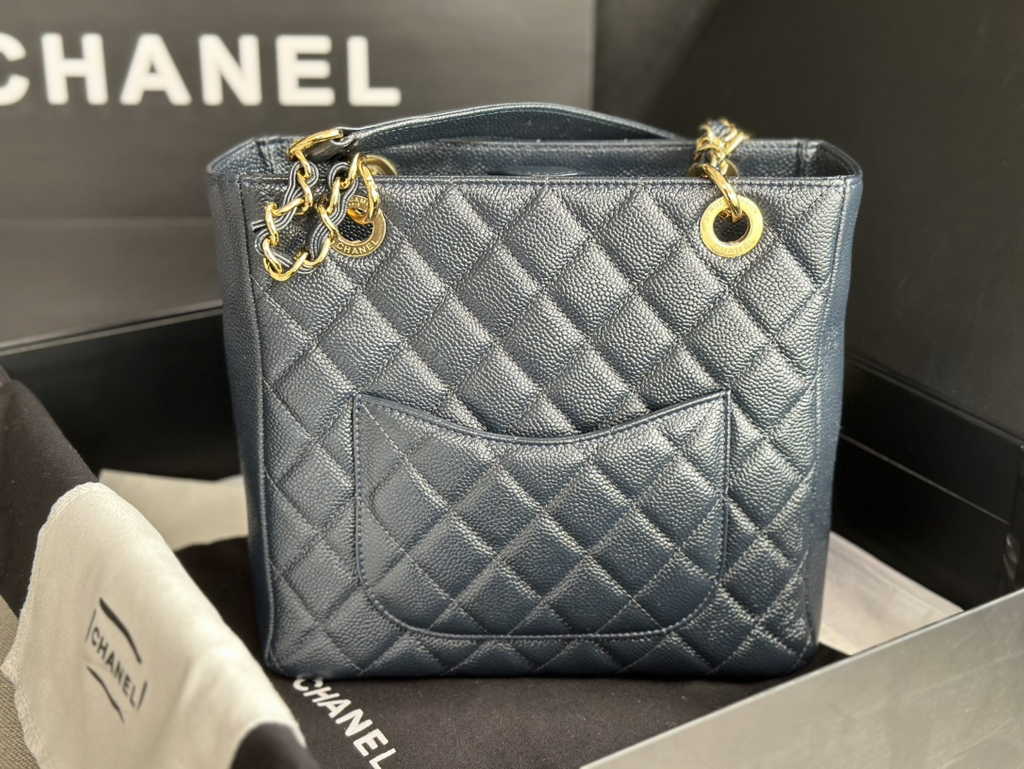 Chanel A50994 Matelasse PST Chain Tote Bag Calfskin Navy Blue
