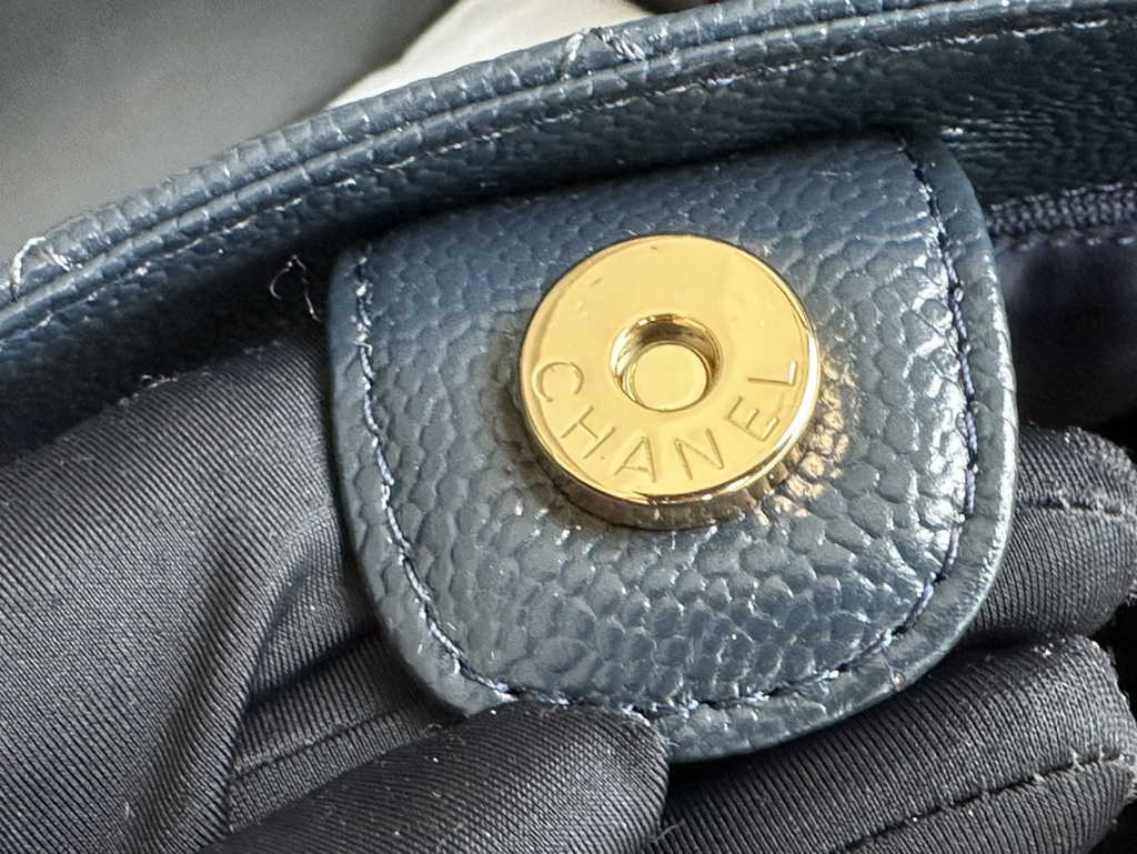 Chanel A50994 Matelasse PST Chain Tote Bag Calfskin Navy Blue