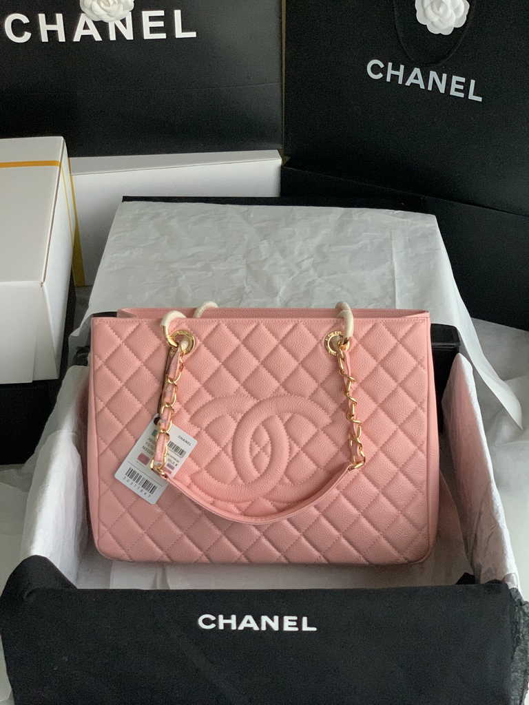 Chanel A50995 Matelasse GST Chain Tote Bag Calfskin Pink Gold