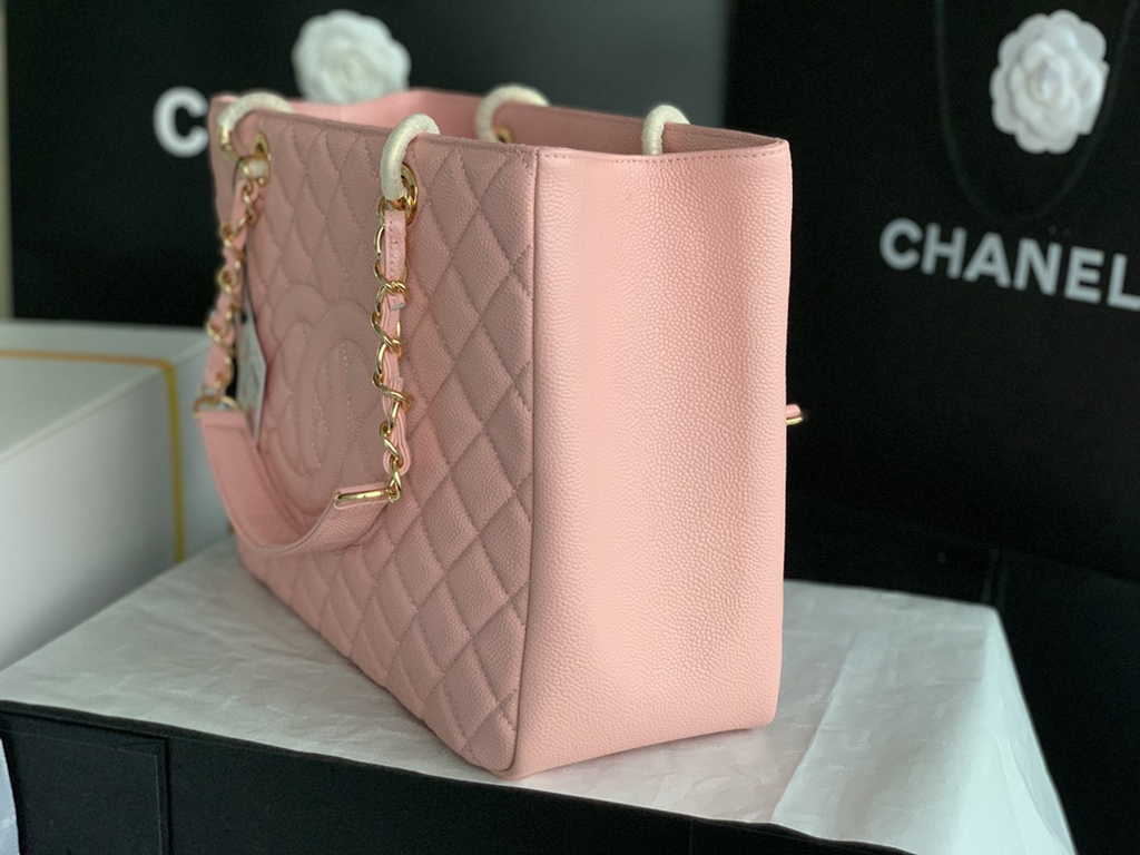 Chanel A50995 Matelasse GST Chain Tote Bag Calfskin Pink Gold
