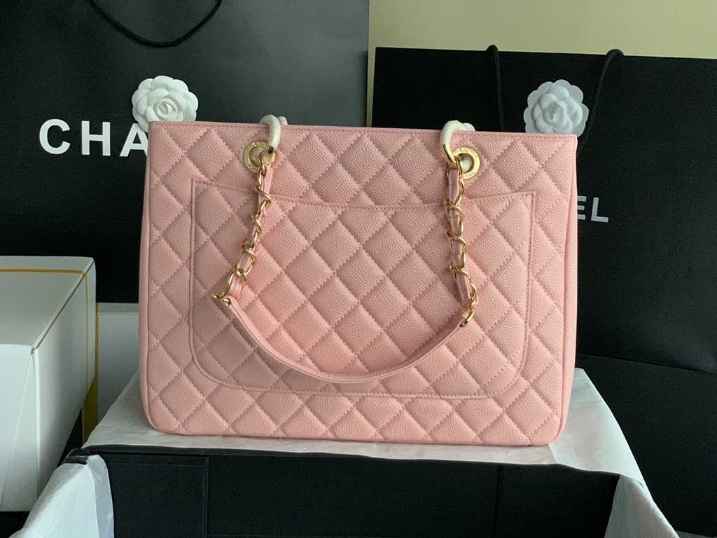 Chanel A50995 Matelasse GST Chain Tote Bag Calfskin Pink Gold