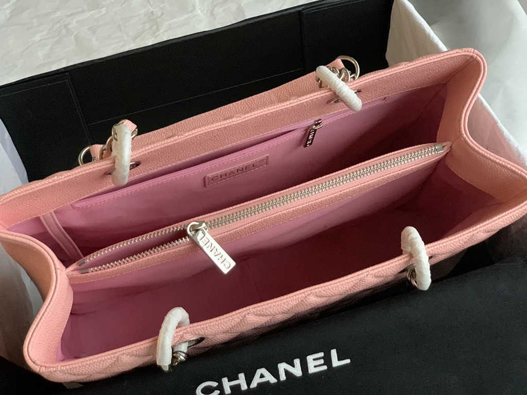Chanel A50995 Matelasse GST Chain Tote Bag Calfskin Pink Silver