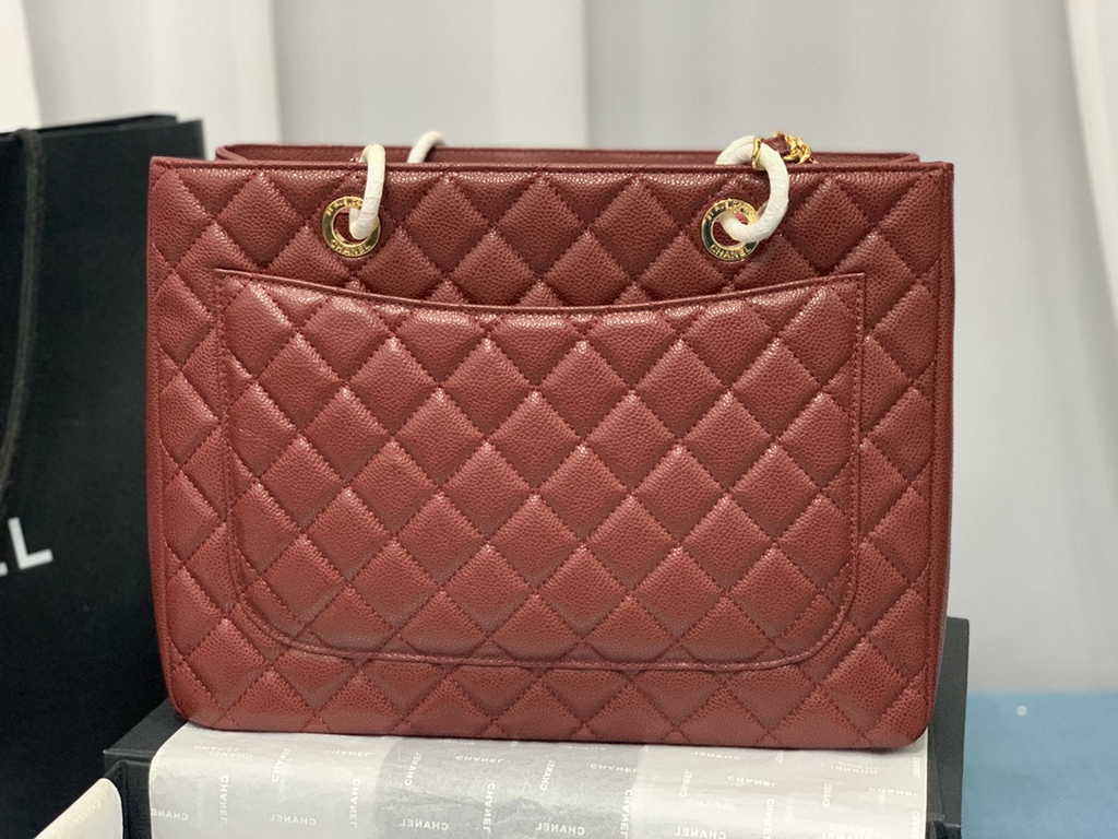 Chanel A50995 Matelasse GST Chain Tote Bag Calfskin Wine Red Gold