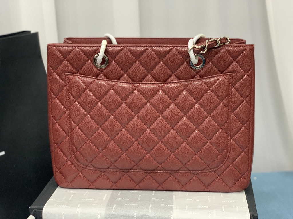 Chanel A50995 Matelasse GST Chain Tote Bag Calfskin Wine Red Silver
