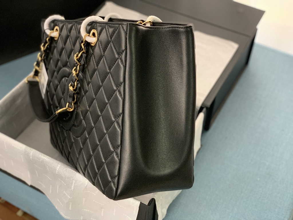 Chanel A50995 Matelasse GST Chain Tote Bag Lambskin Black Gold