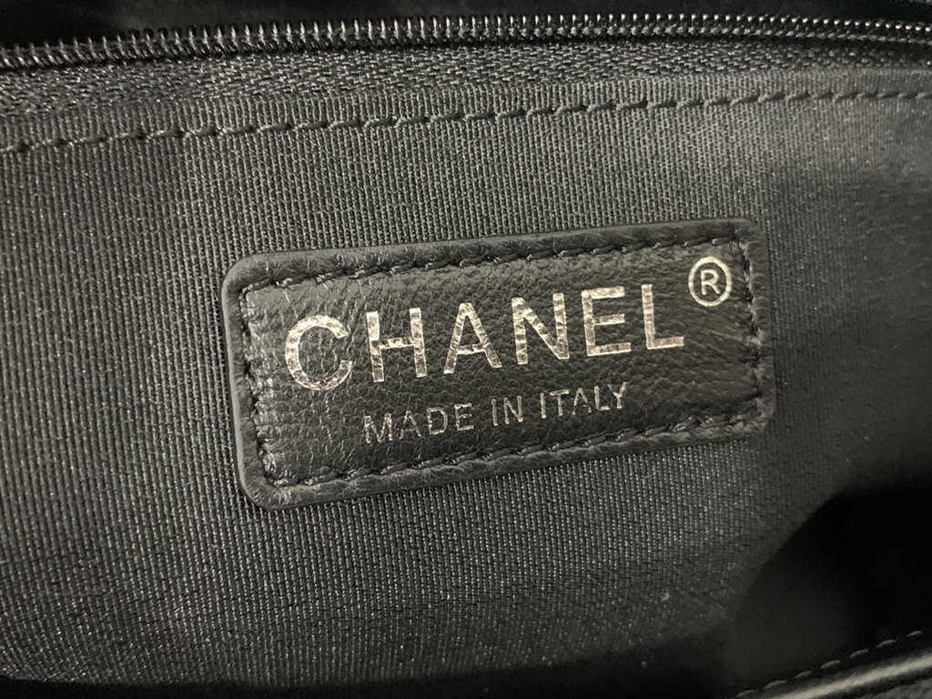 Chanel A50995 Matelasse GST Chain Tote Bag Lambskin Black Silver