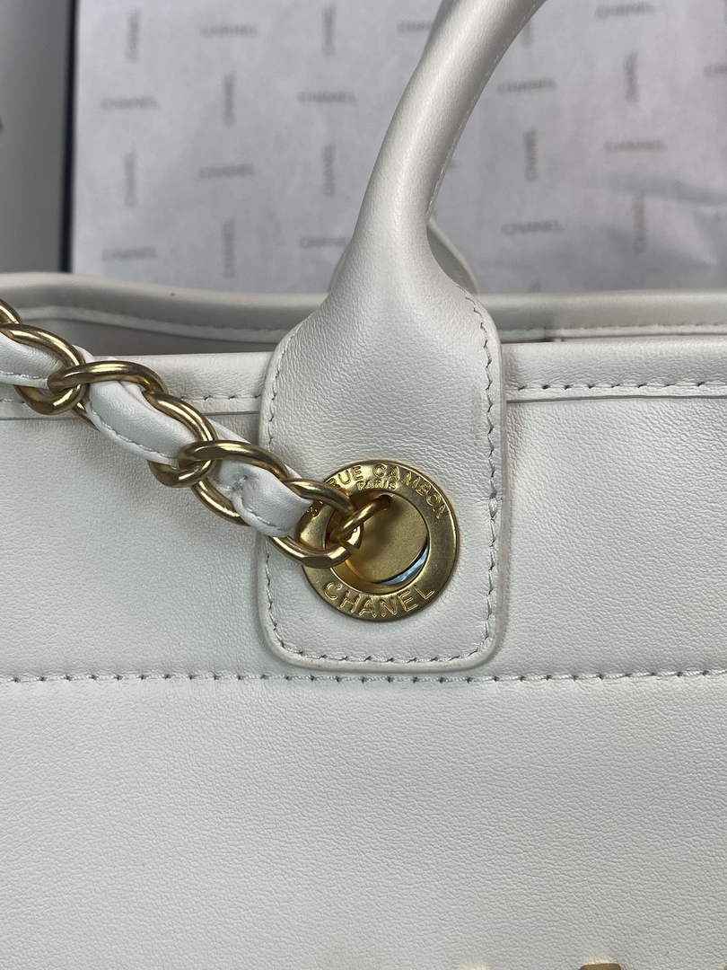 Chanel A66941 Large Shopping Tote Bag Calfskin White