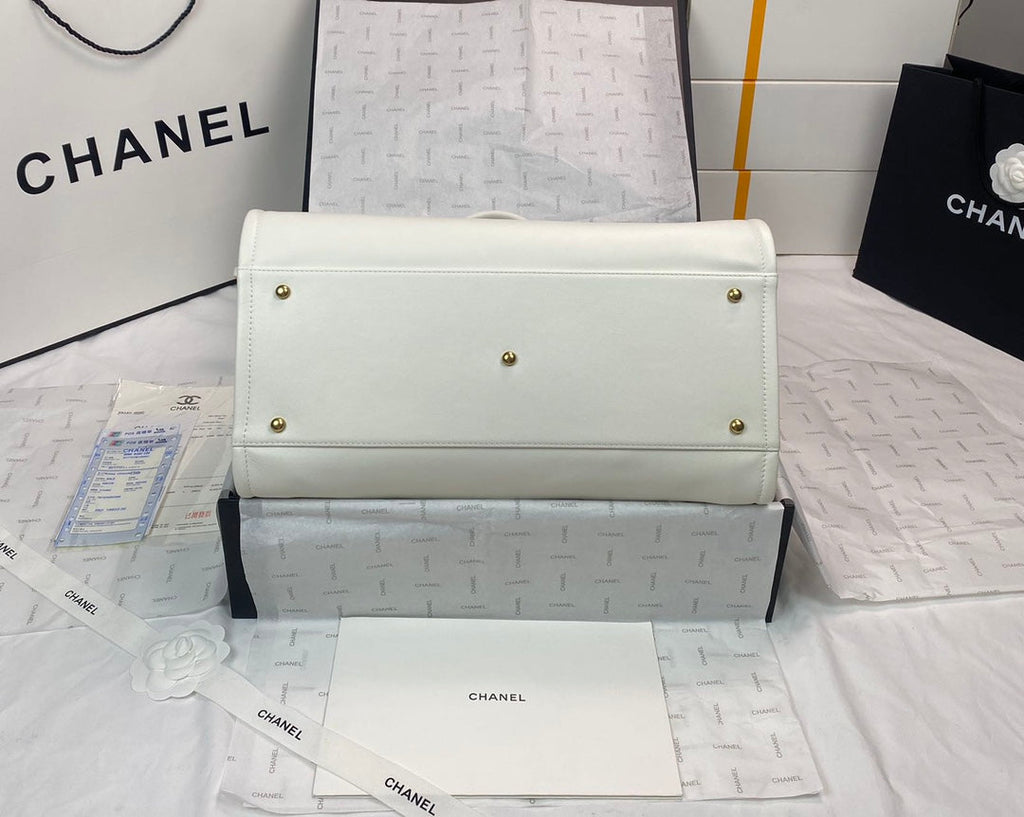 Chanel A66941 Large Shopping Tote Bag Calfskin White