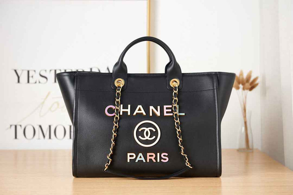 Chanel A66941 Large Shopping Tote Bag Calfskin Black