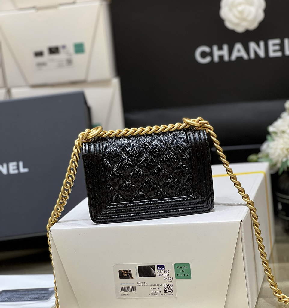 Chanel A67364 Small BOY Messenger Bag Calfskin Black