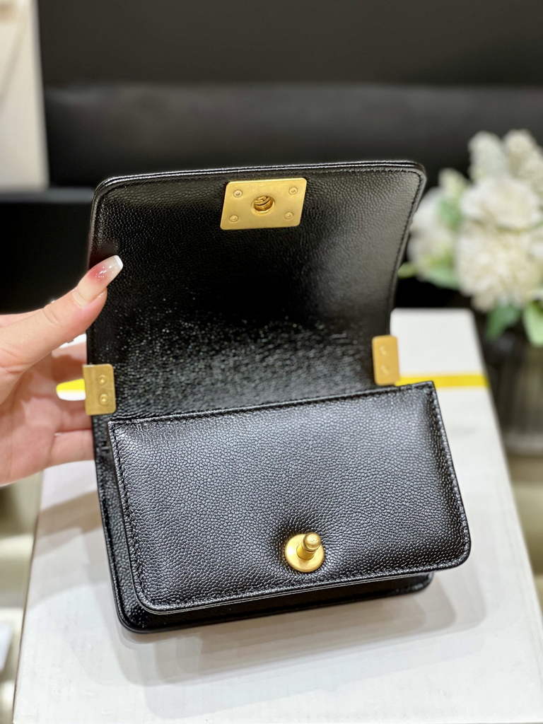 Chanel A67364 Small BOY Messenger Bag Calfskin Black