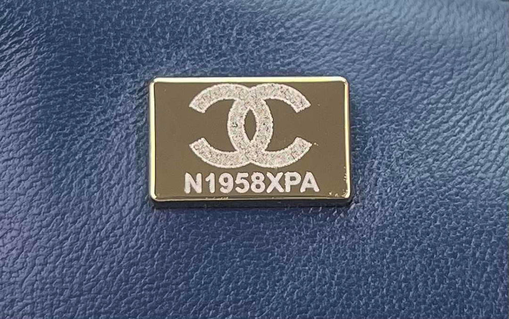 Chanel A69900 Mini Flap Bag Navy Blue Velvet Enamel Gold-Tone Metal
