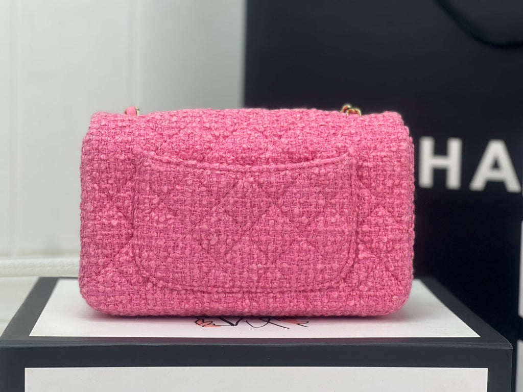 Chanel A69900 Mini Flap Bag Pink Tweed Gold-Tone Metal