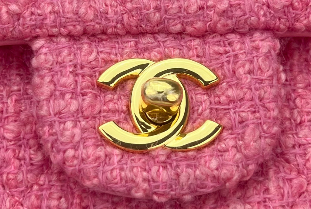 Chanel A69900 Mini Flap Bag Pink Tweed Gold-Tone Metal