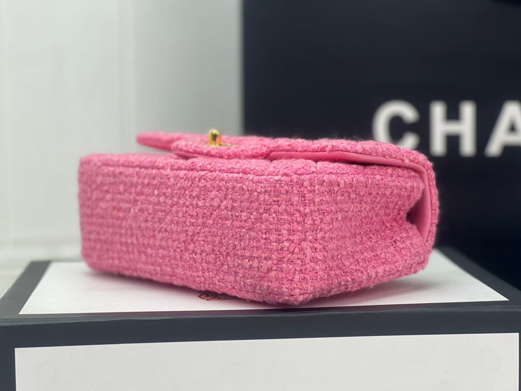 Chanel A69900 Mini Flap Bag Pink Tweed Gold-Tone Metal