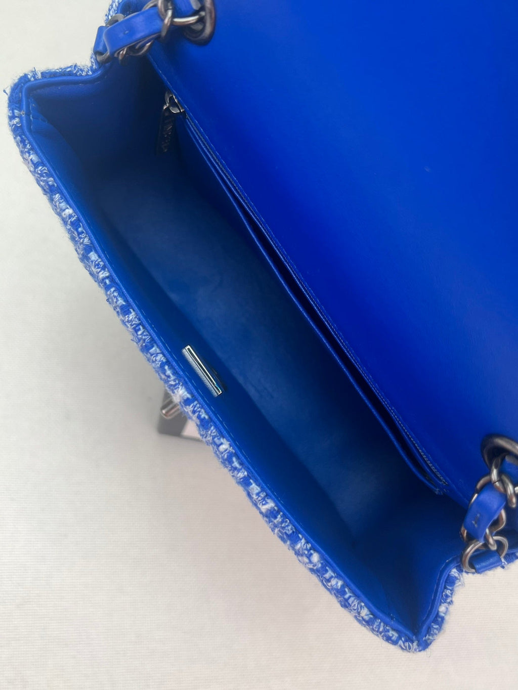 Chanel A69900 Mini Flap Bag Blue Tweed Gold-Tone Metal