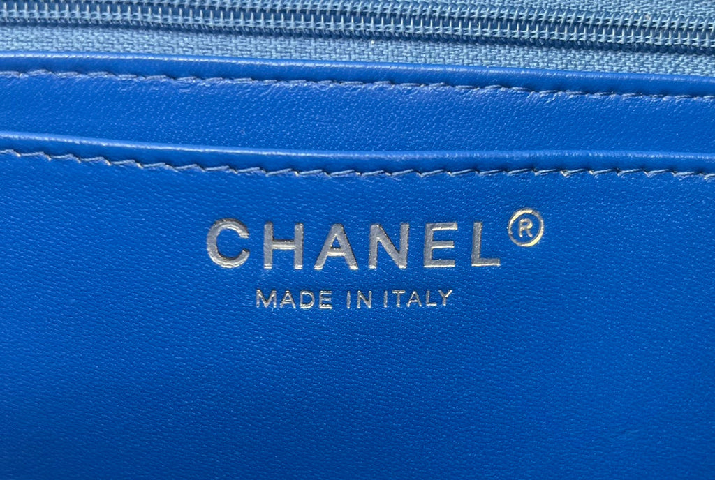 Chanel A69900 Mini Flap Bag Blue Tweed Gold-Tone Metal