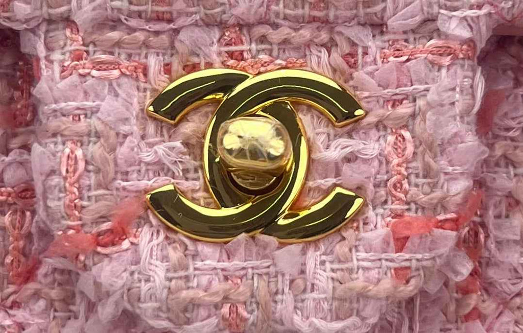 Chanel A69900 Mini Flap Bag Light Pink Tweed Gold-Tone Metal