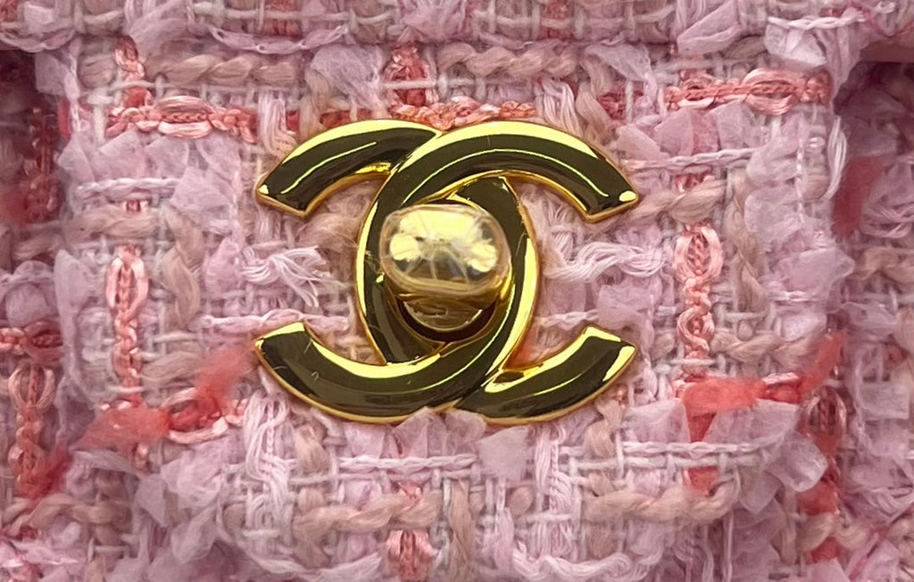 Chanel A69900 Mini Flap Bag Light Pink Tweed Gold-Tone Metal