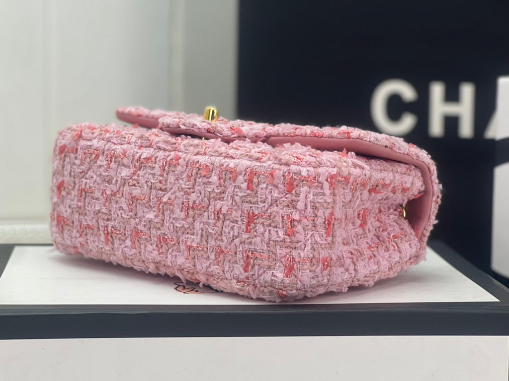 Chanel A69900 Mini Flap Bag Light Pink Tweed Gold-Tone Metal