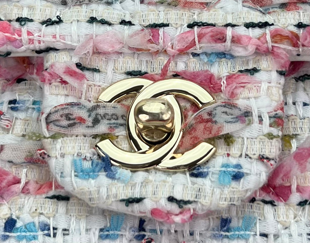 Chanel A69900 Mini Flap Bag Tweed Gold-Tone Metal Beige