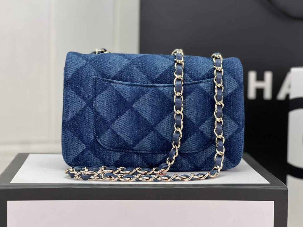 Chanel A69900 Mini Flap Bag Denim-Tone Metal dark blue