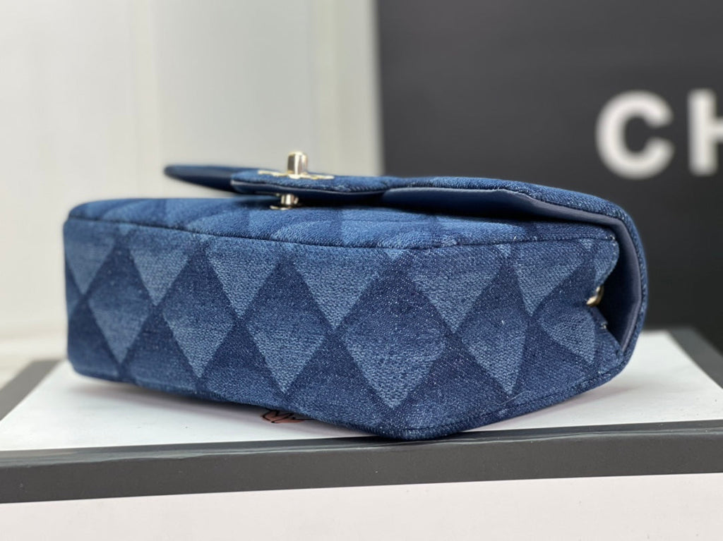 Chanel A69900 Mini Flap Bag Denim-Tone Metal dark blue
