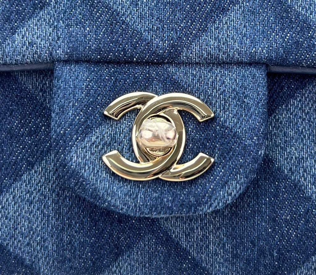 Chanel A69900 Mini Flap Bag Denim-Tone Metal dark blue