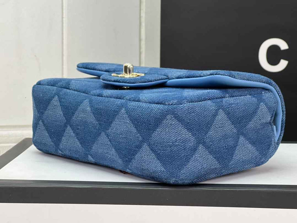 Chanel A69900 Mini Flap Bag Denim-Tone Metal Blue