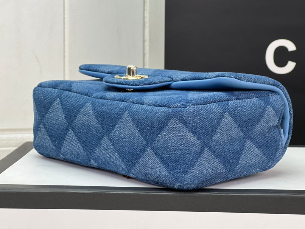 Chanel A69900 Mini Flap Bag Denim-Tone Metal Blue