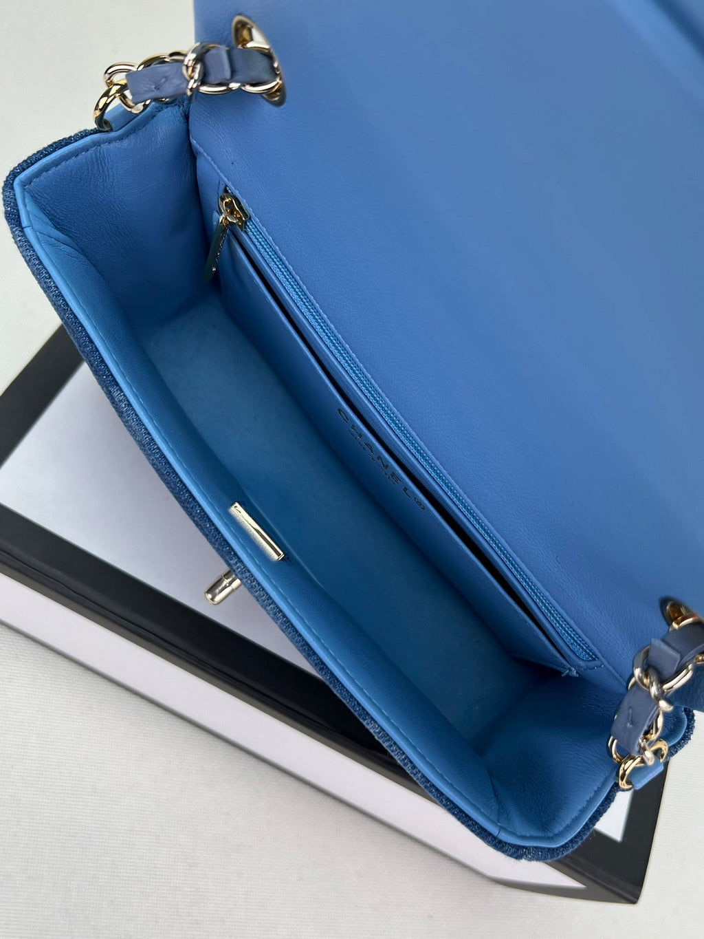 Chanel A69900 Mini Flap Bag Denim-Tone Metal Blue