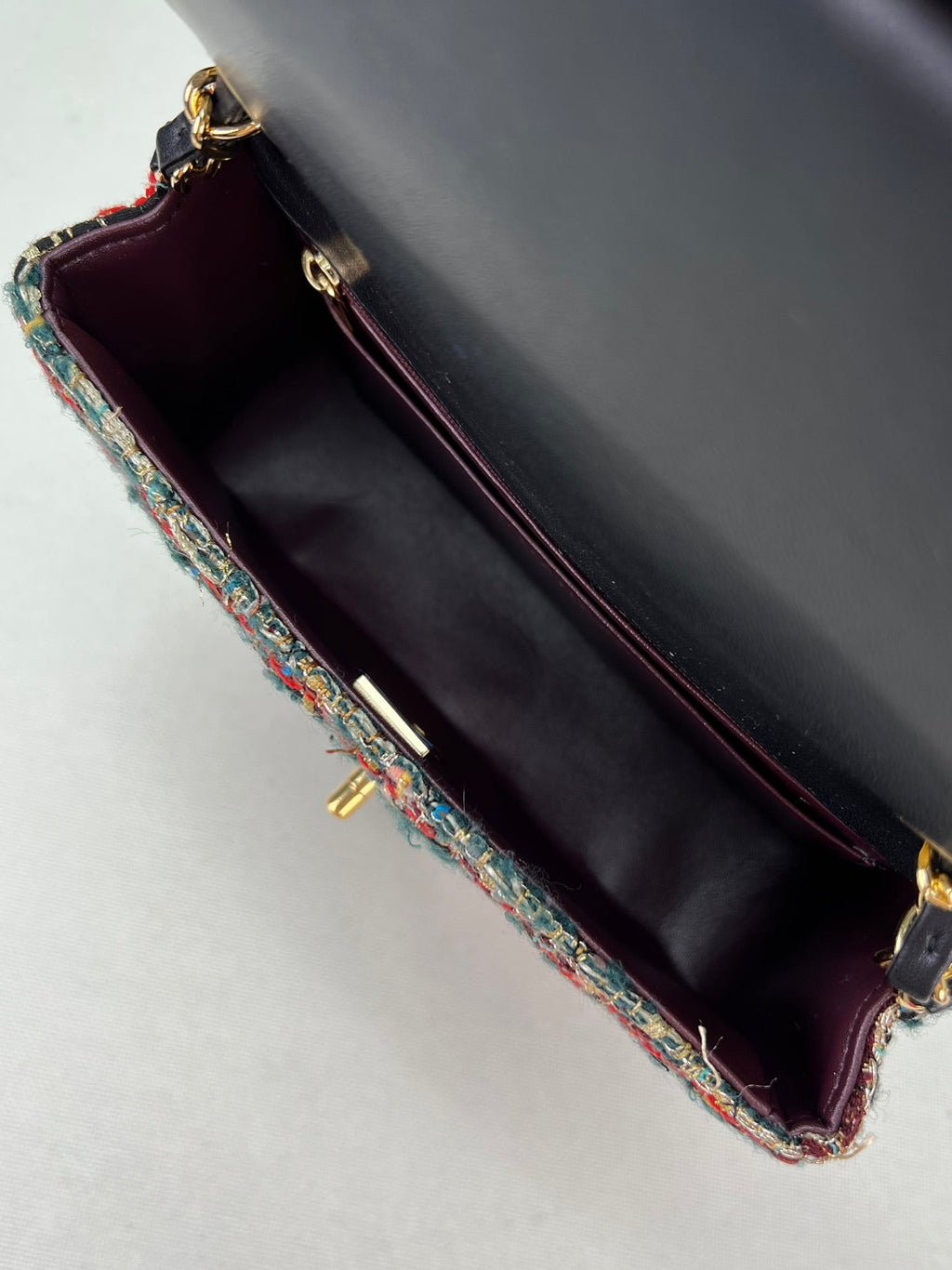 Chanel A69900 Mini Flap Bag Tweed Gold-Tone Metal Brown