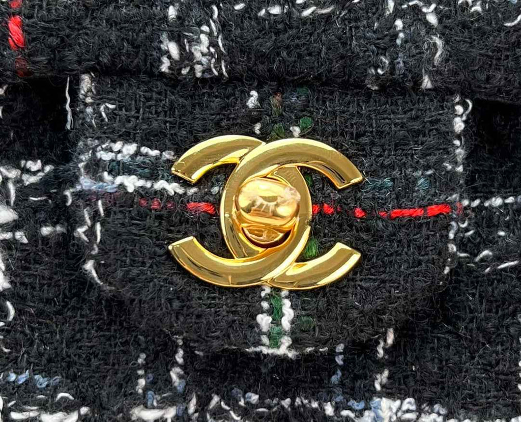Chanel A69900 Mini Flap Bag Tweed Gold-Tone Metal Black