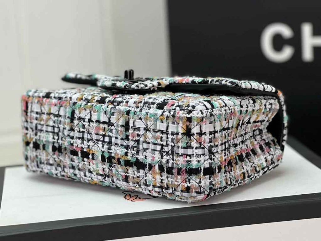 Chanel A69900 Mini Flap Bag Tweed Gold-Tone Metal Beige Black