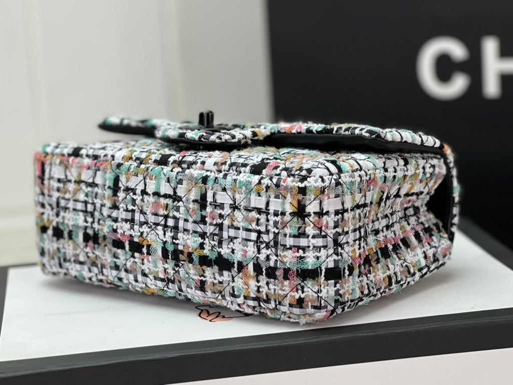 Chanel A69900 Mini Flap Bag Tweed Gold-Tone Metal Beige Black