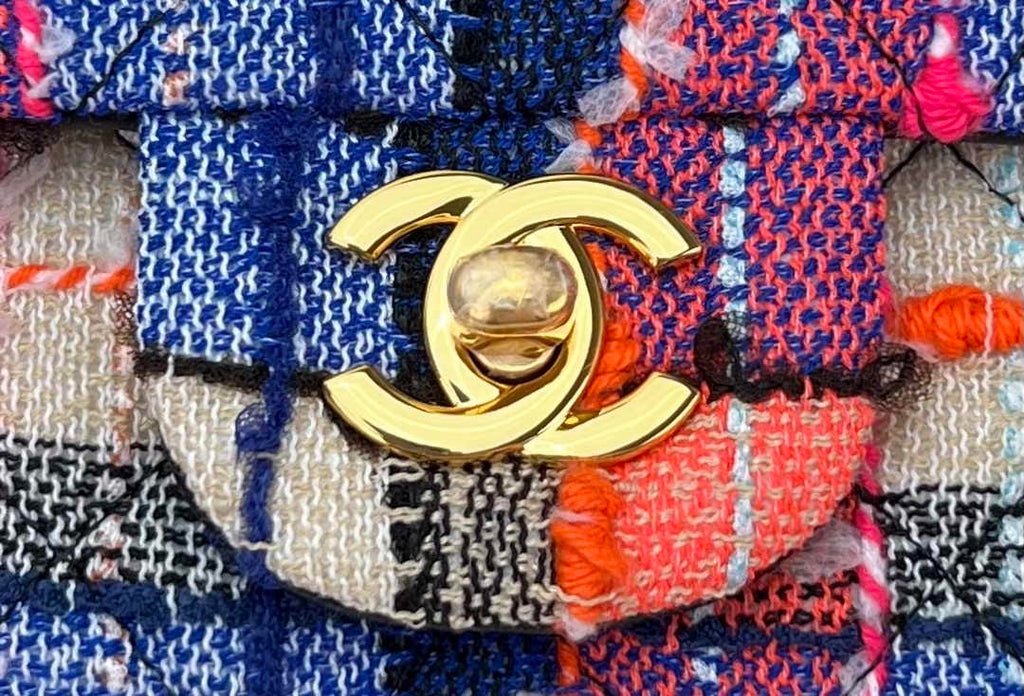 Chanel A69900 Mini Flap Bag Red Black Tweed Gold-Tone Metal