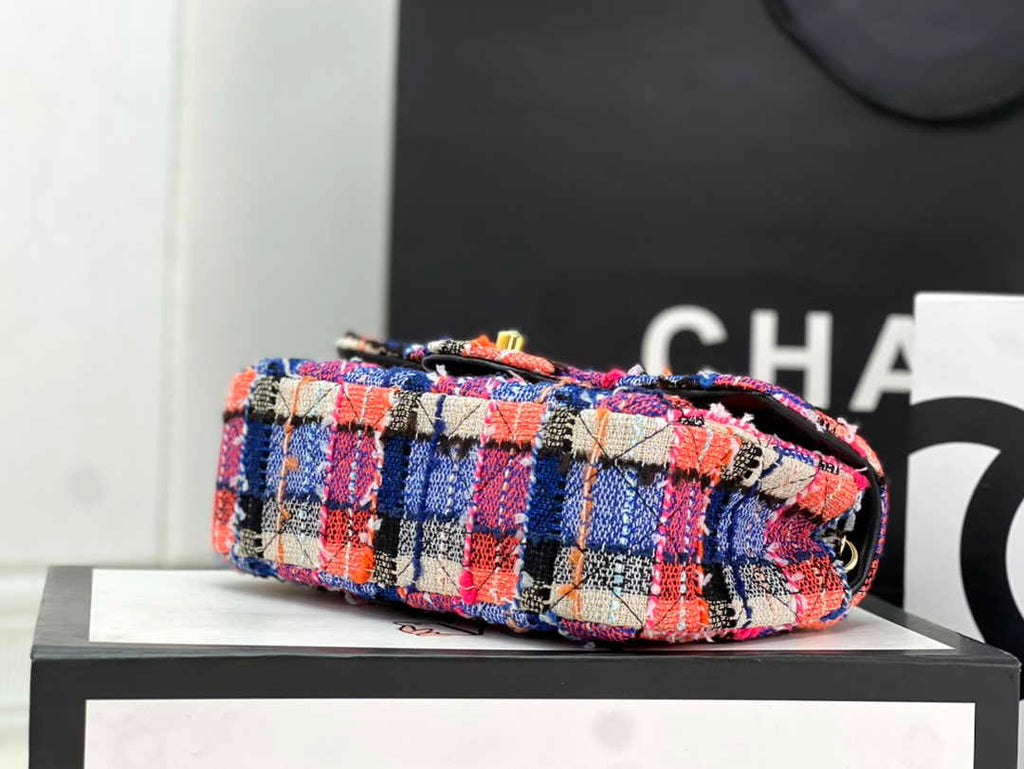 Chanel A69900 Mini Flap Bag Red Black Tweed Gold-Tone Metal